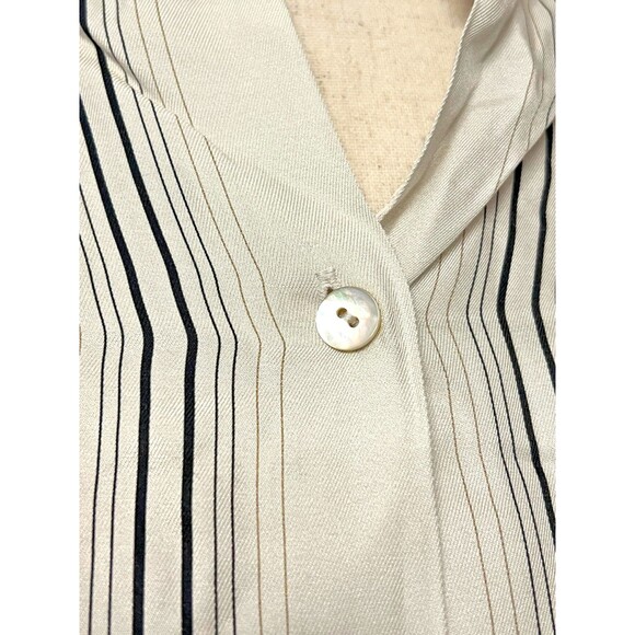 NWT $345 VINCE Women's S Button-Up Silk Blend Shirt Blouse Ivory Black Striped - Picture 6 of 8